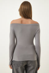 بلوزة Happiness İstanbul لون رمادي