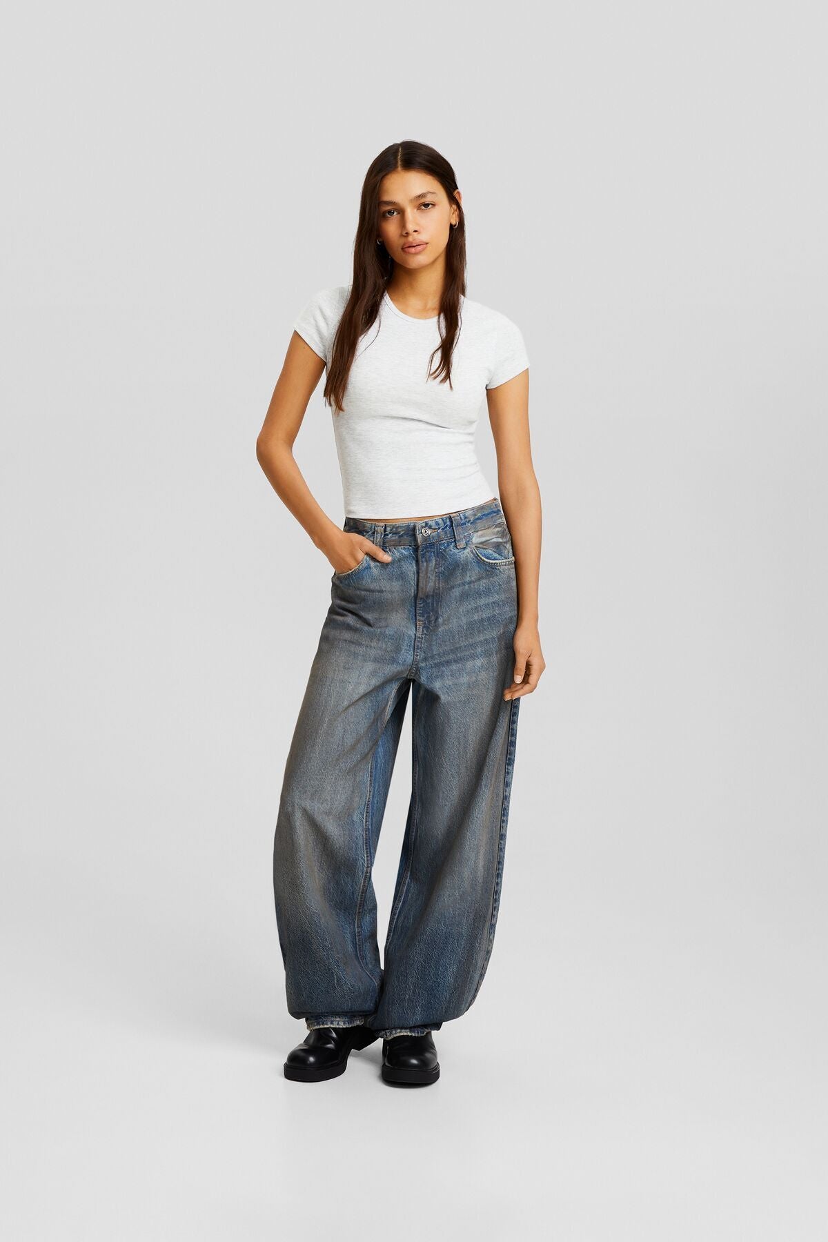 تيشيرت Bershka لون رمادي