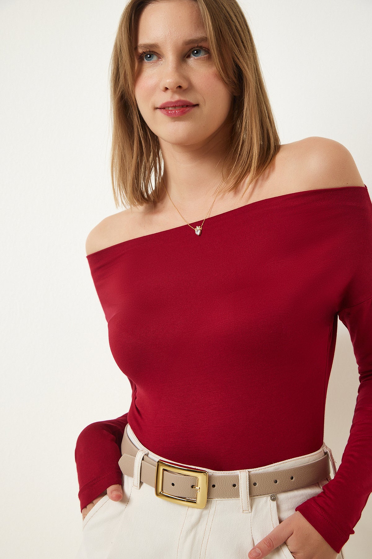 بلوزة Happiness İstanbul لون بوردو