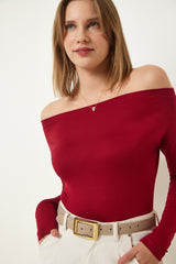 بلوزة Happiness İstanbul لون بوردو