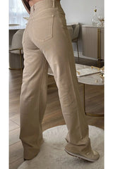 جينز MAKRAS EXCLUSIVE لون بيج