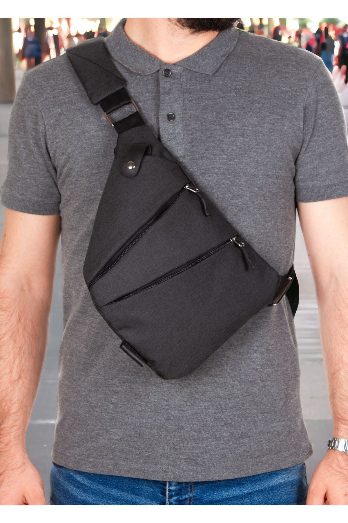 حقيبة خصر Newish لون أسود