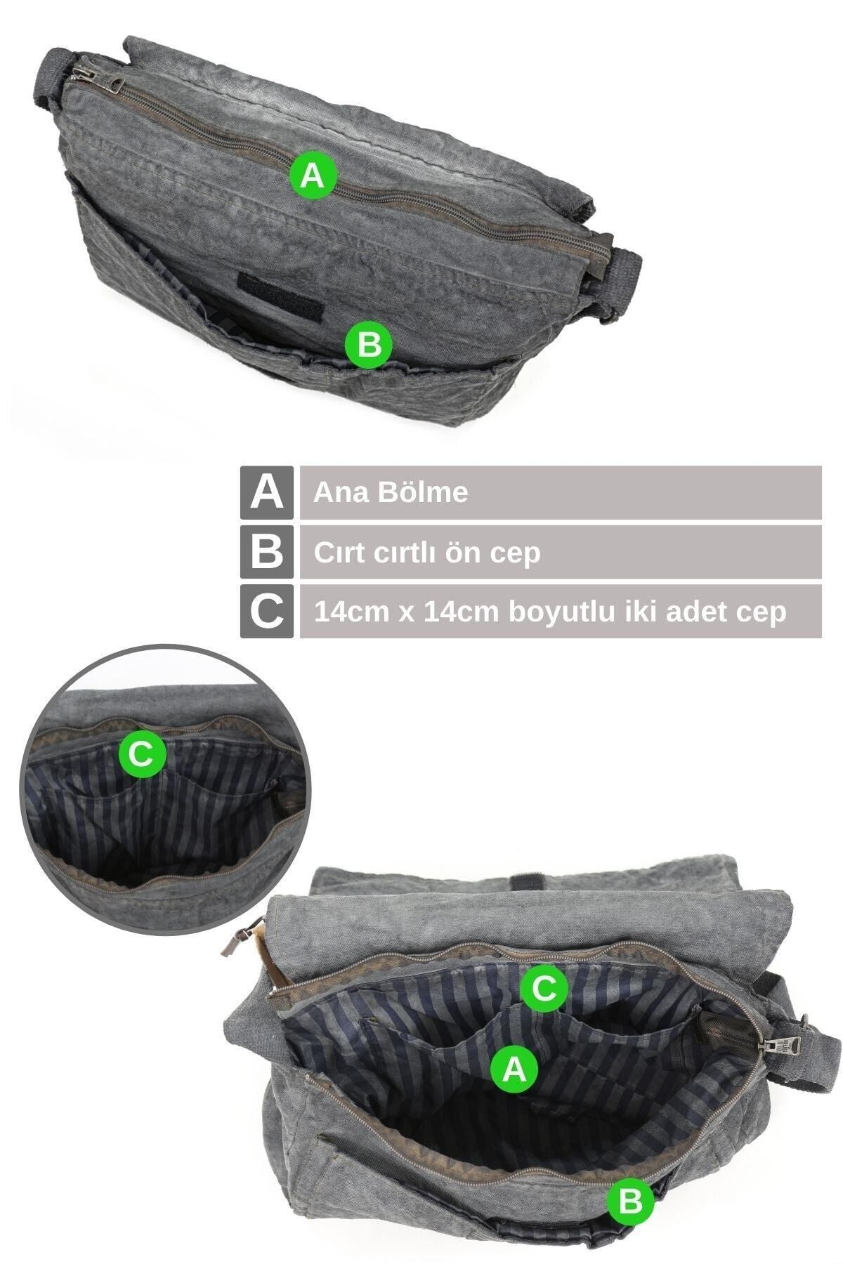 حقيبة كتف عملية old cotton cargo لون رمادي