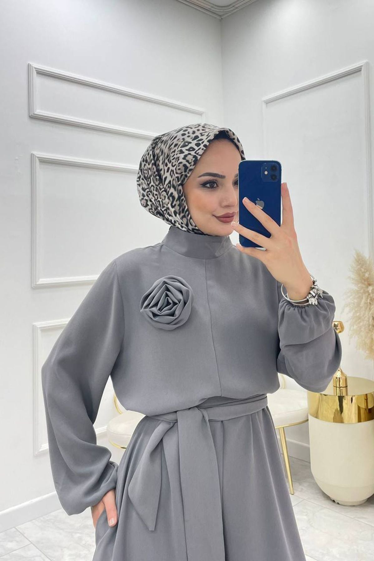 قفزة الحجاب Neşeli Butik لون رمادي
