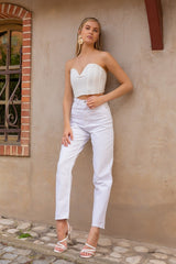 جينز MAKRAS EXCLUSIVE لون أبيض