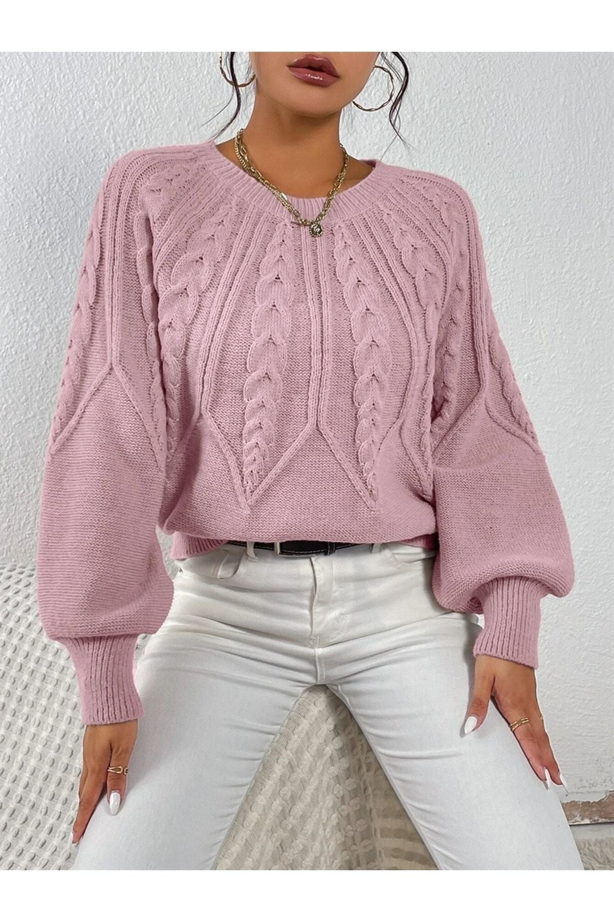 كنزة AQE FASHION لون زهري
