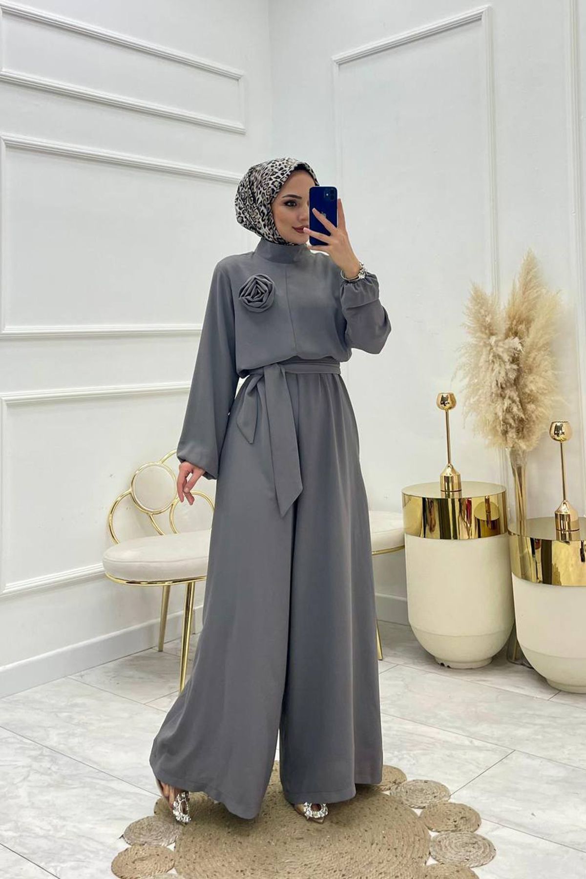 قفزة الحجاب Neşeli Butik لون رمادي