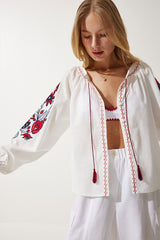 بلوزة Happiness İstanbul لون أبيض