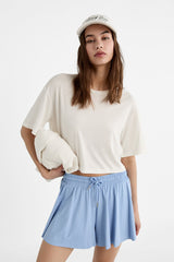 شورت Stradivarius لون أزرق غامق