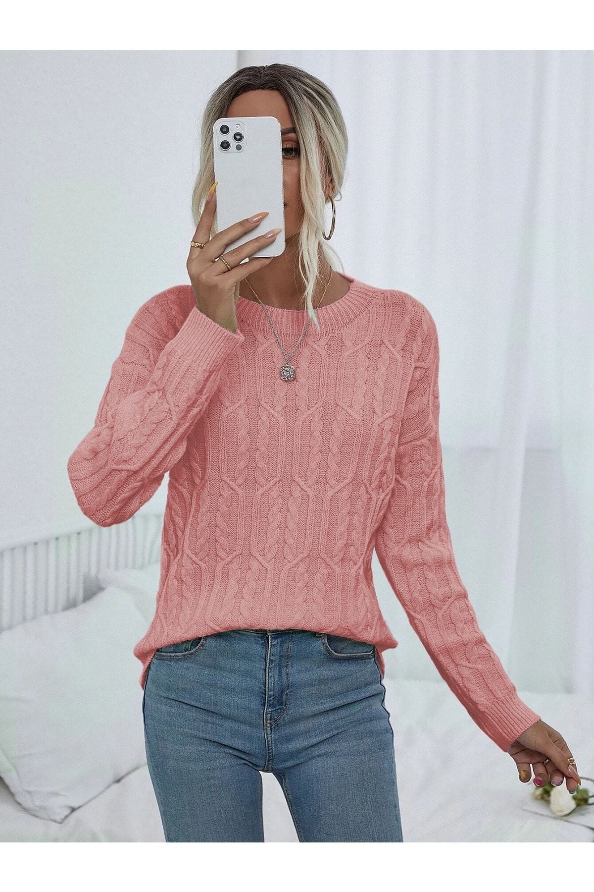كنزة AQE FASHION لون زهري