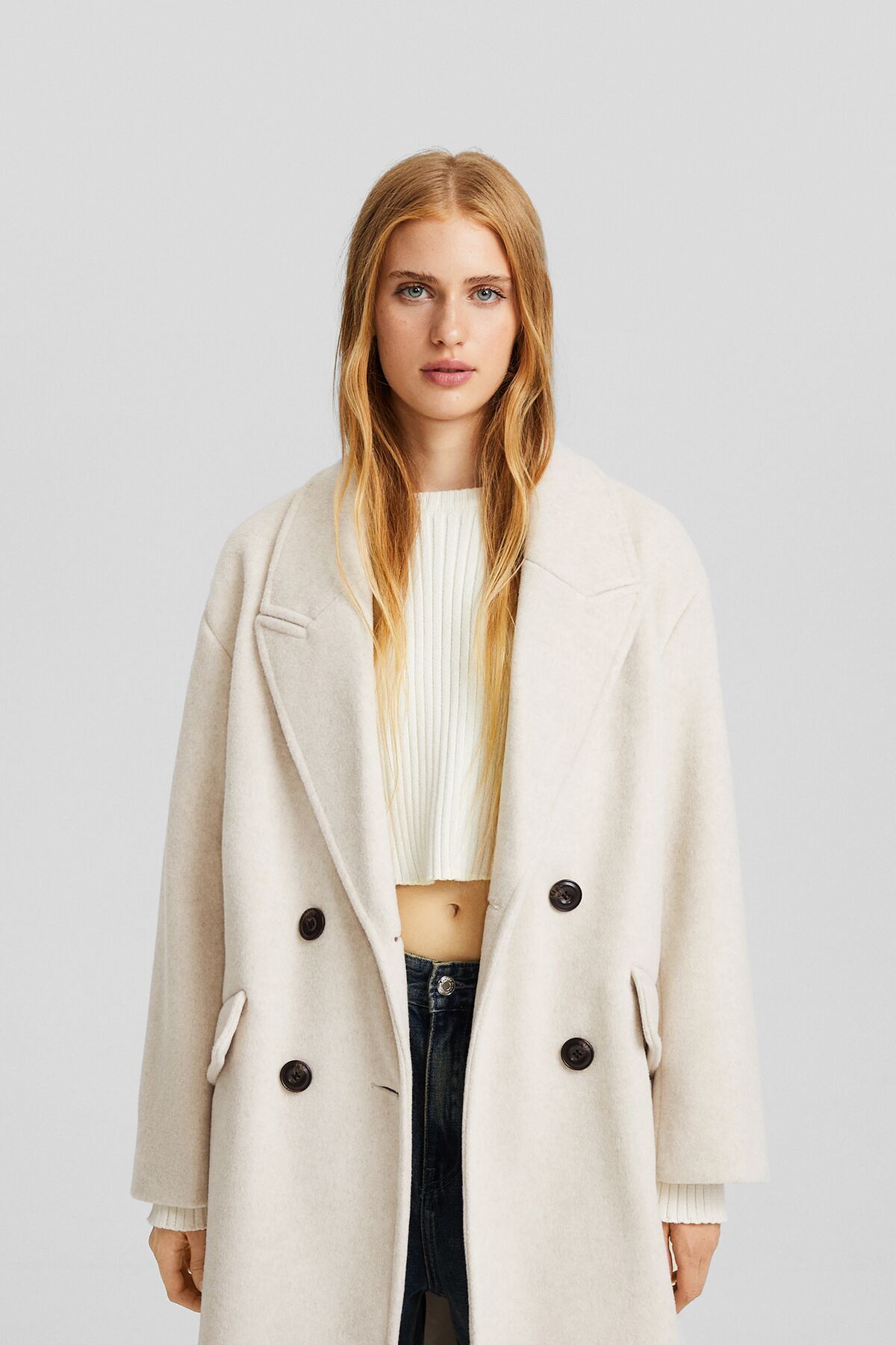 معطف Bershka لون بيج