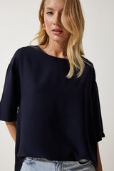 بلوزة Happiness İstanbul لون أزرق غامق