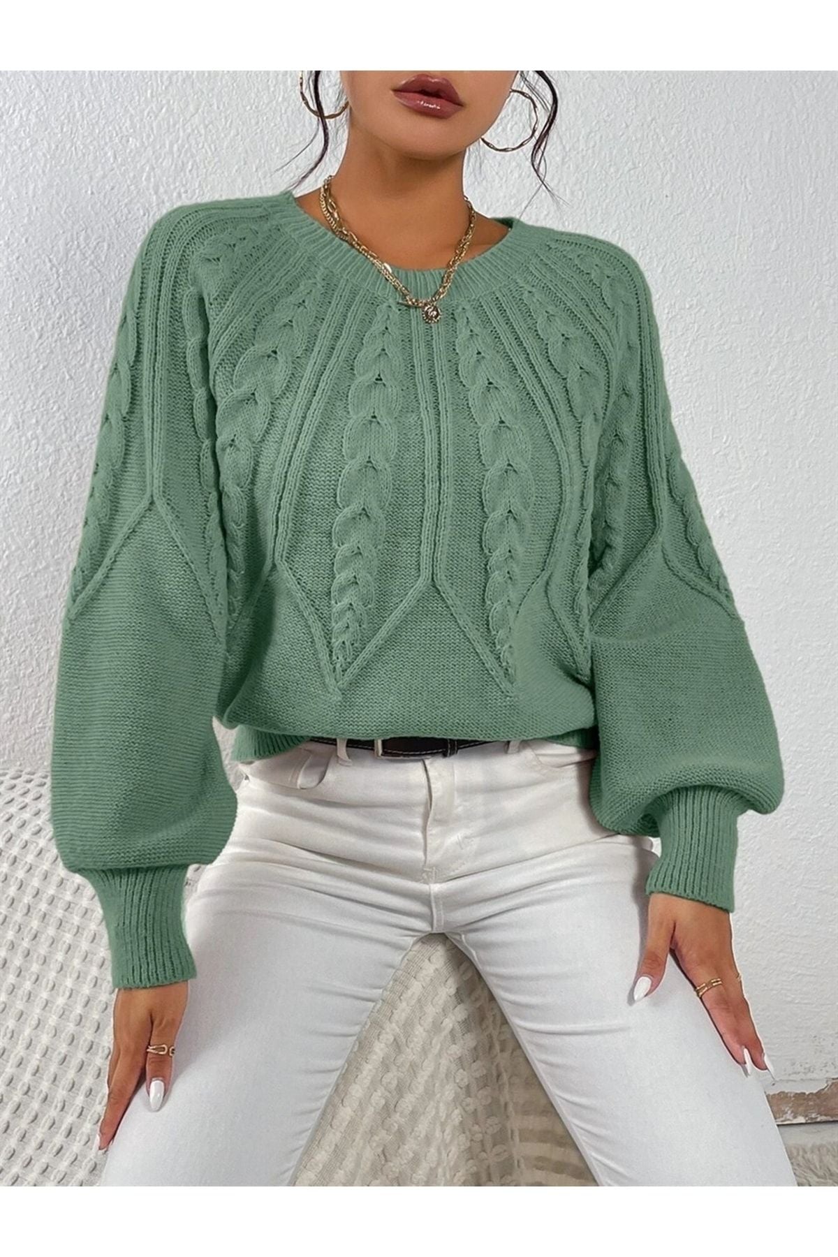 كنزة AQE FASHION لون أخضر