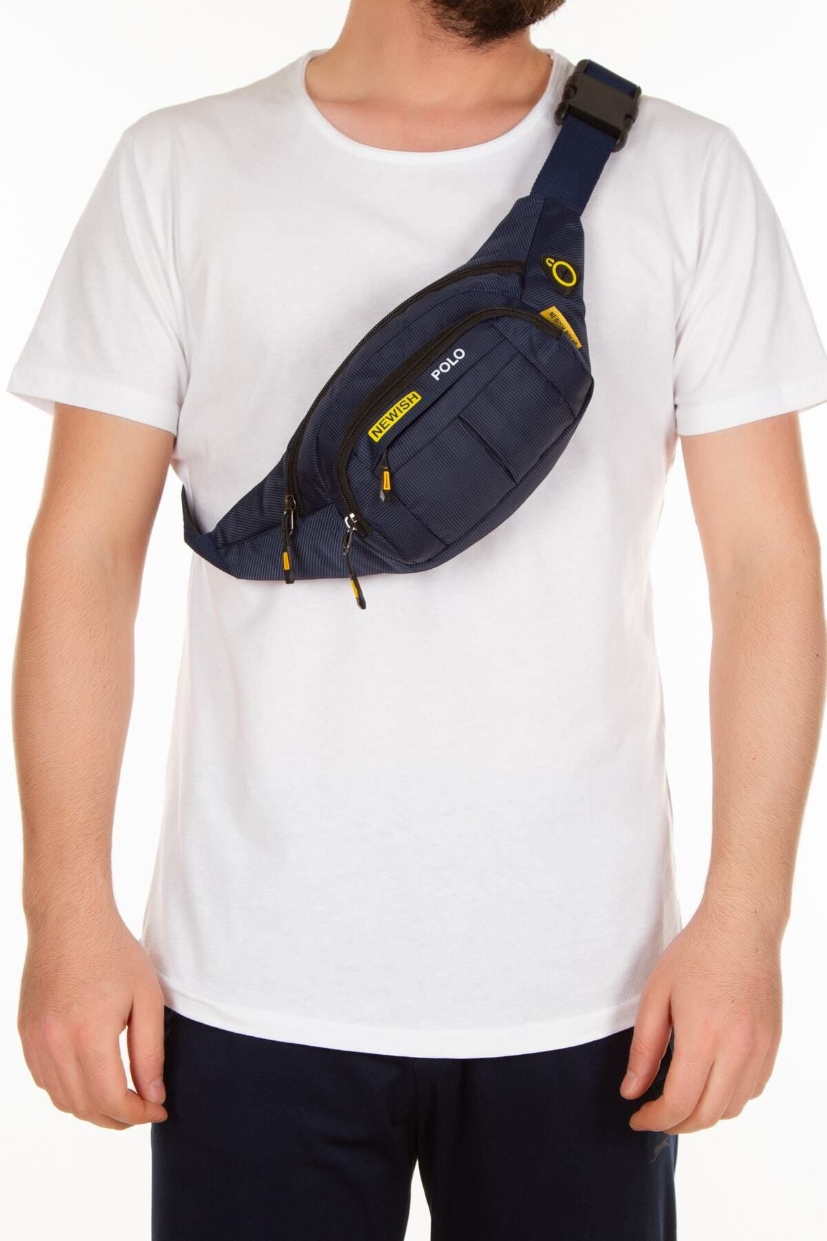 حقيبة خصر Newish Polo لون أزرق غامق