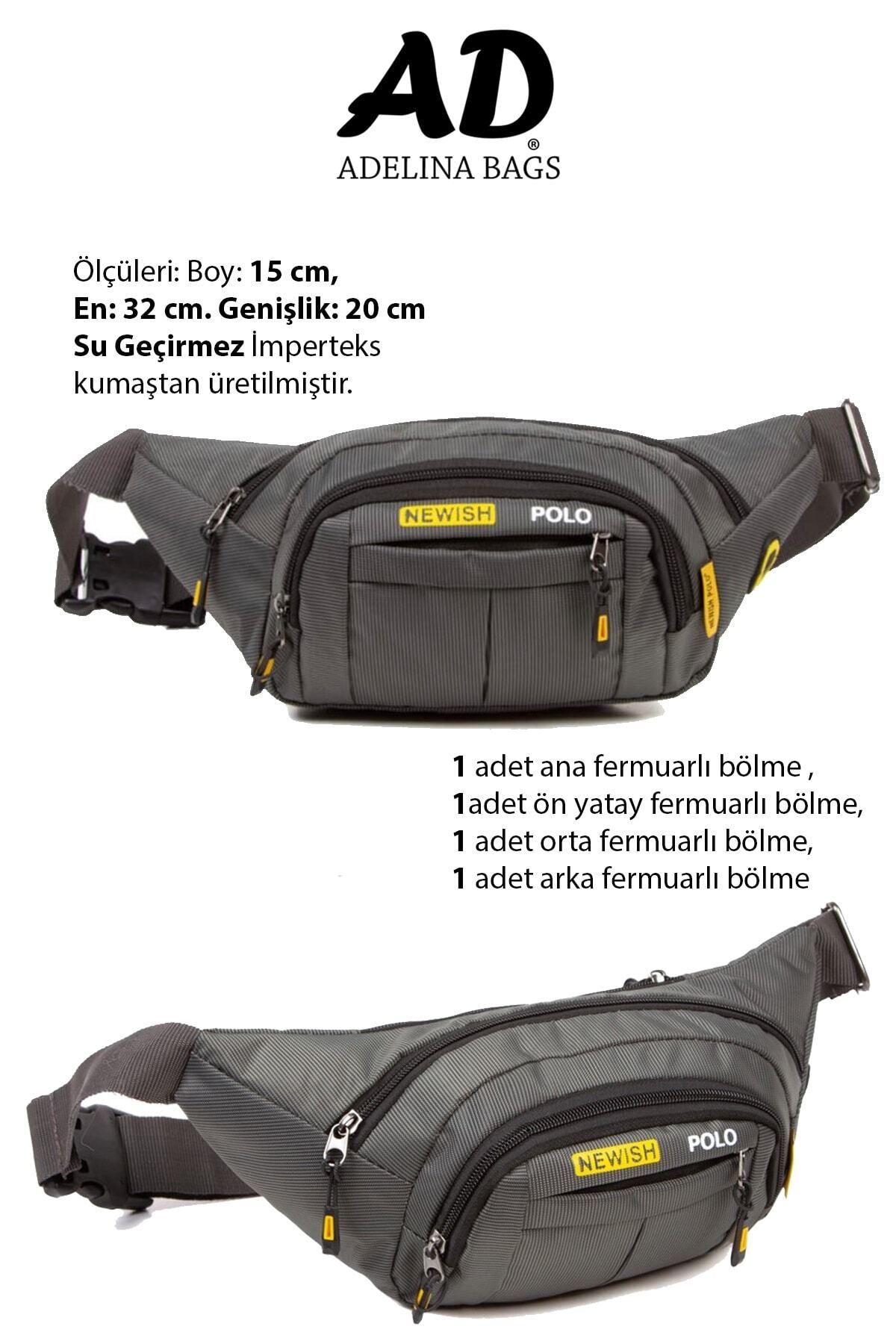 حقيبة خصر Newish Polo لون رمادي