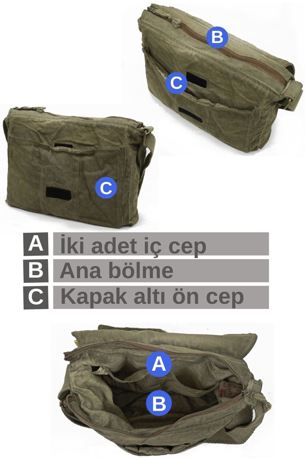 حقيبة كتف عملية old cotton cargo لون كاكي