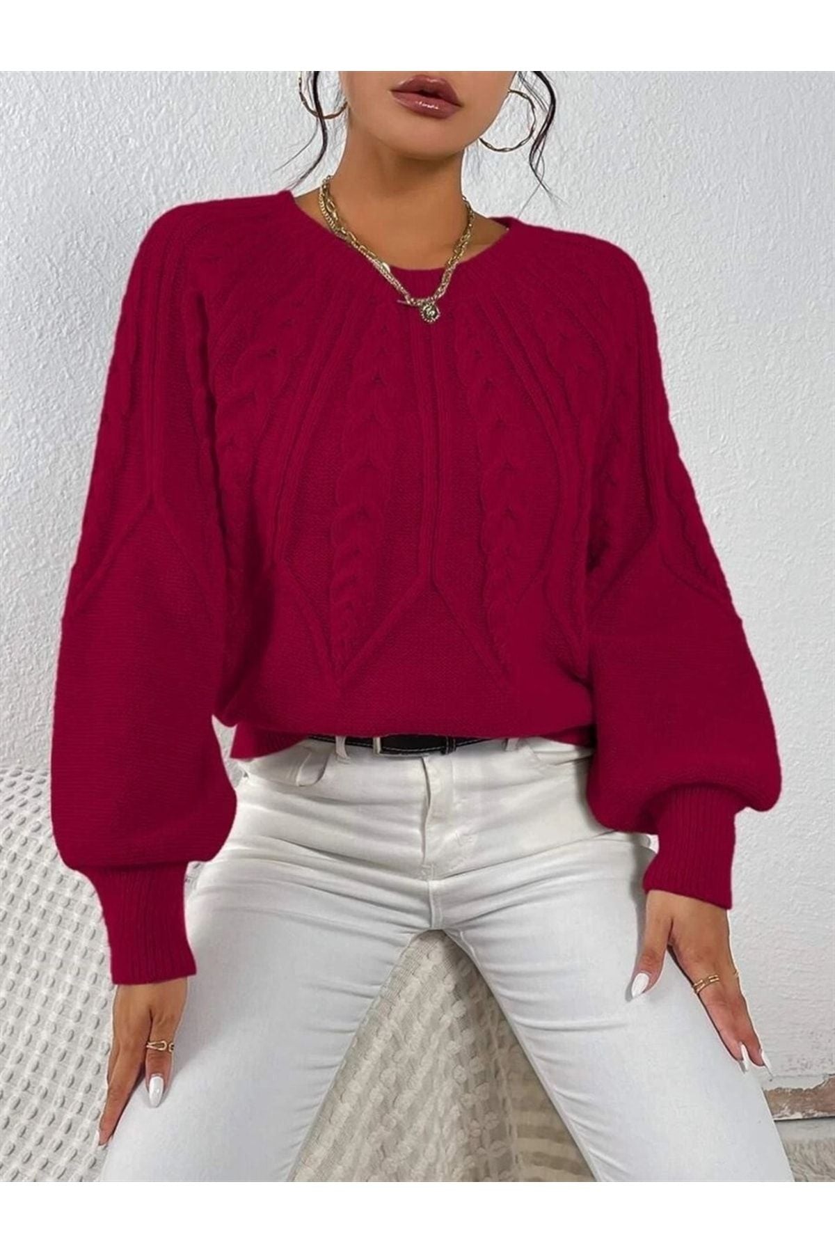 كنزة AQE FASHION لون بوردو
