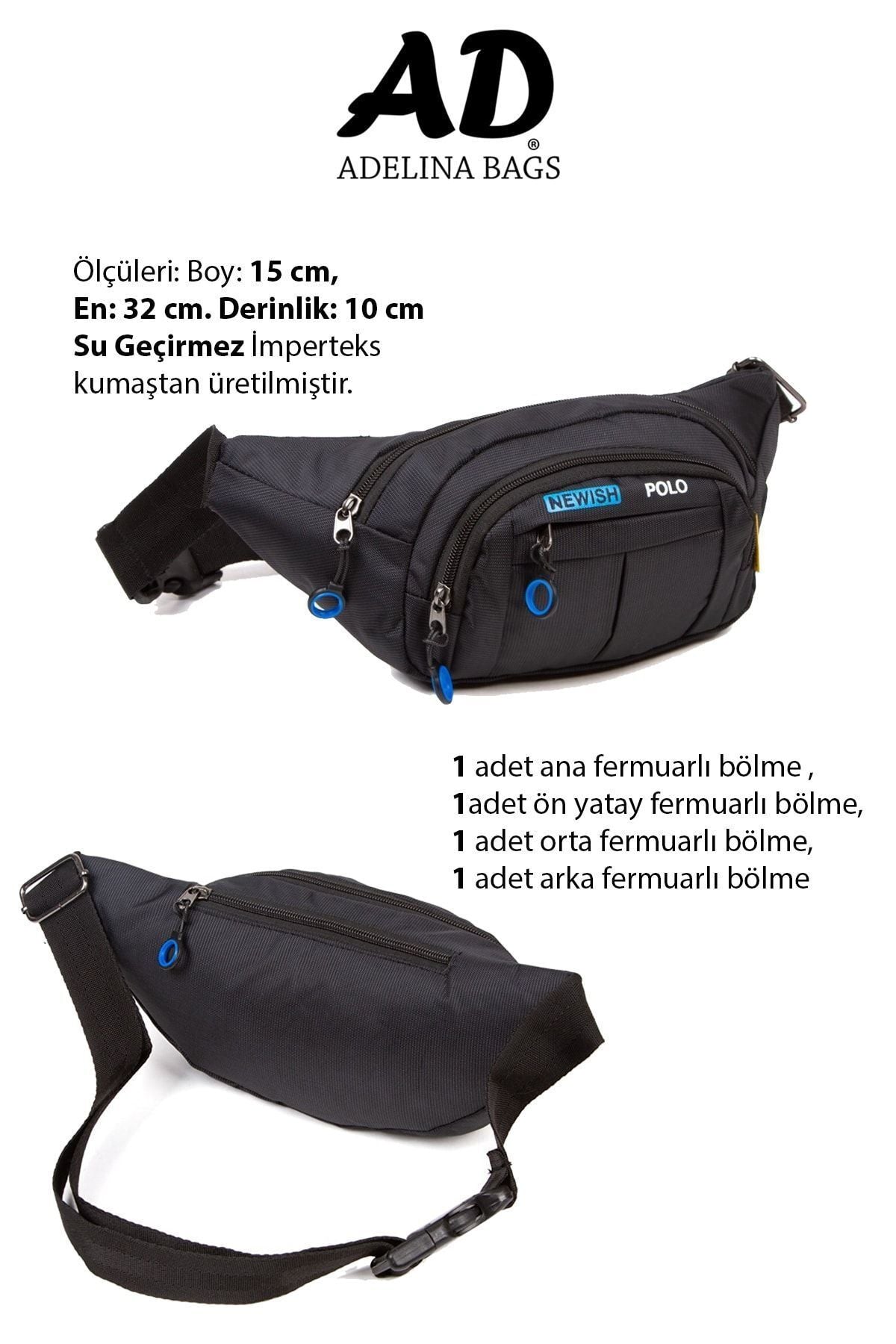 حقيبة خصر Newish Polo لون أسود