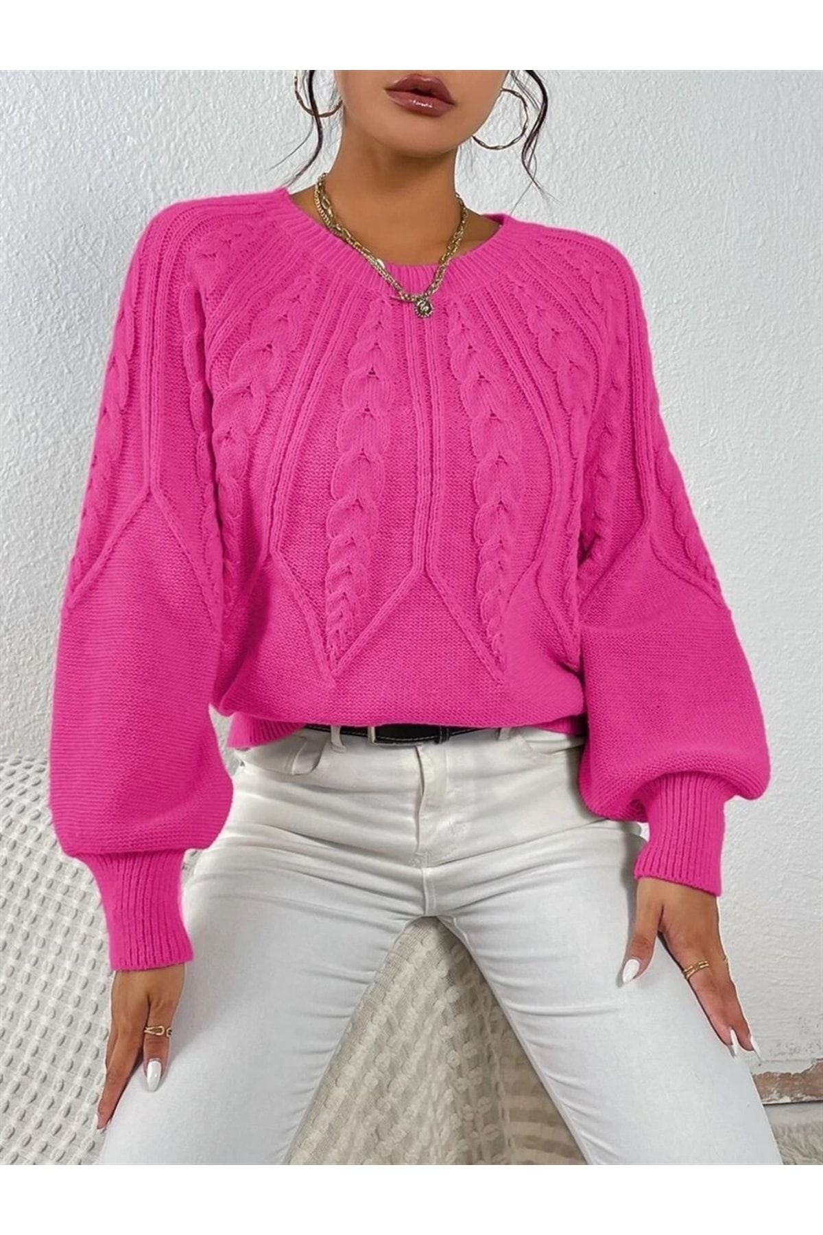 كنزة AQE FASHION لون زهري