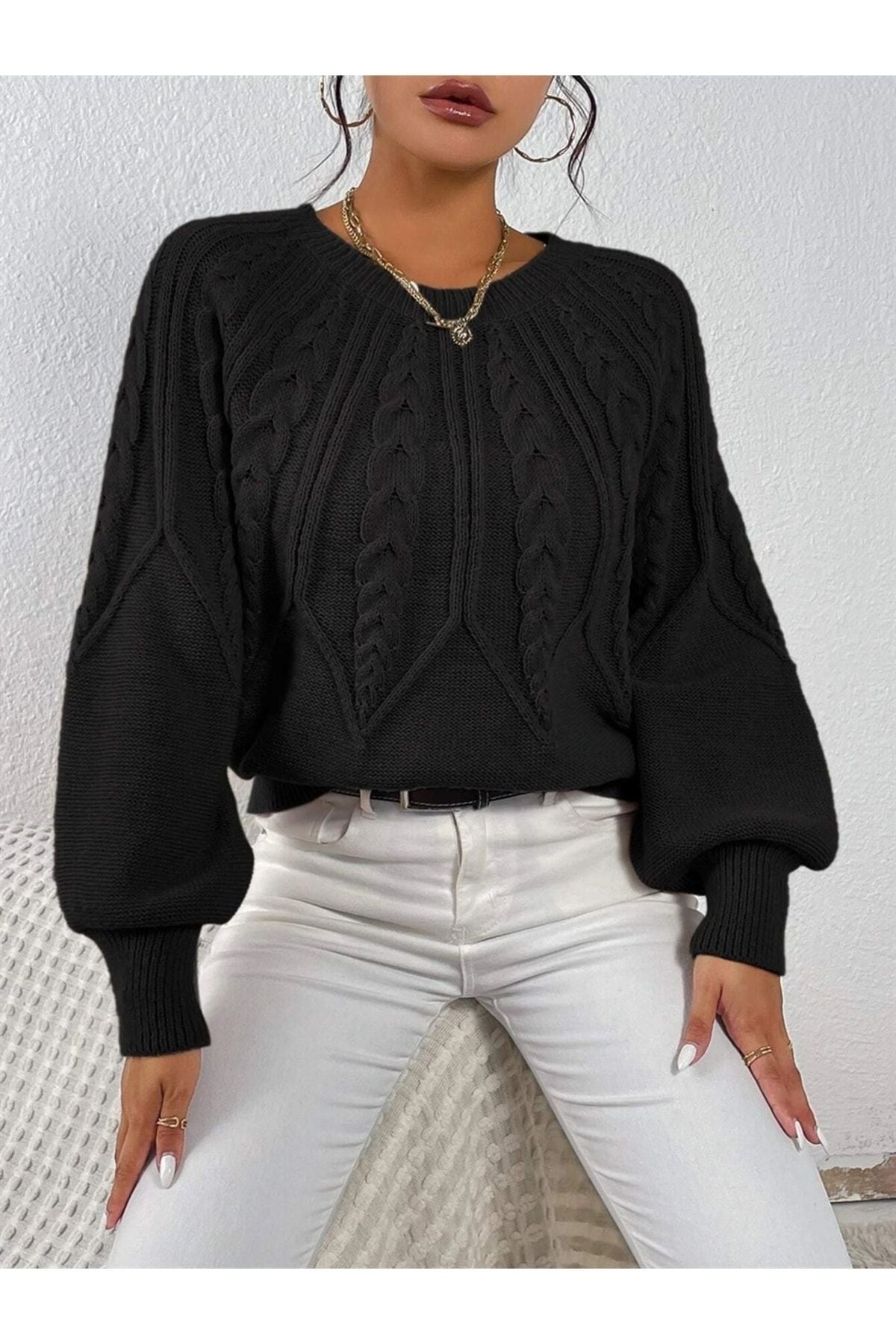 كنزة AQE FASHION لون أسود