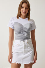 بلوزة Happiness İstanbul لون أبيض