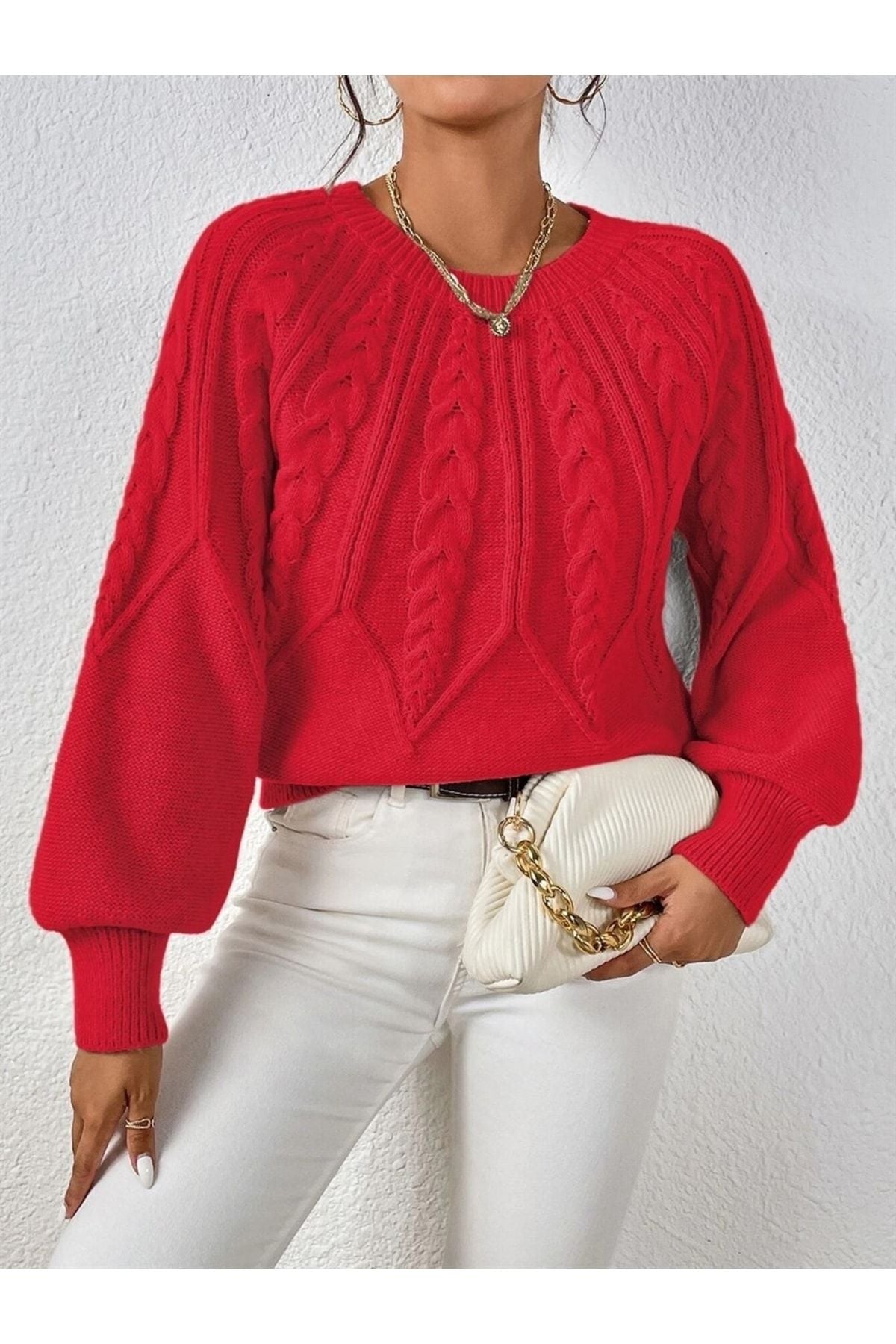 كنزة AQE FASHION لون أحمر