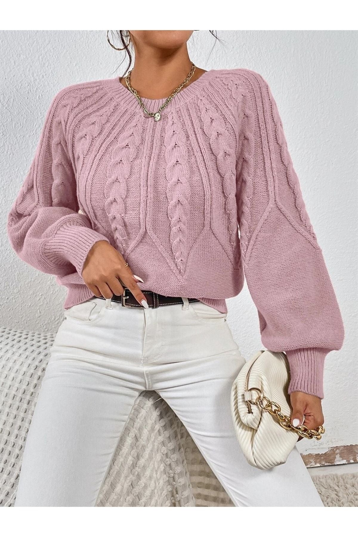 كنزة AQE FASHION لون زهري