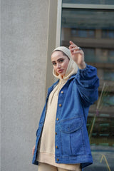 جاكيت للمحجبات lurex moda لون أزرق