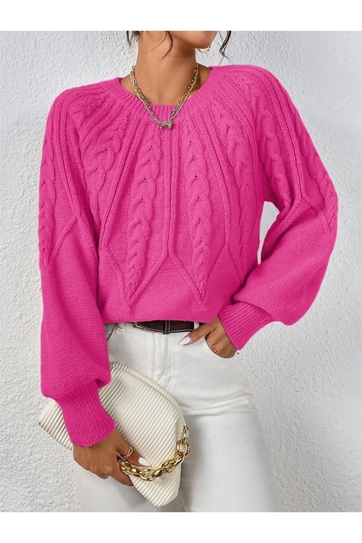 كنزة AQE FASHION لون زهري