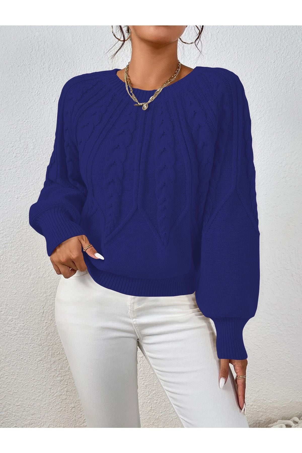 كنزة AQE FASHION لون أزرق غامق