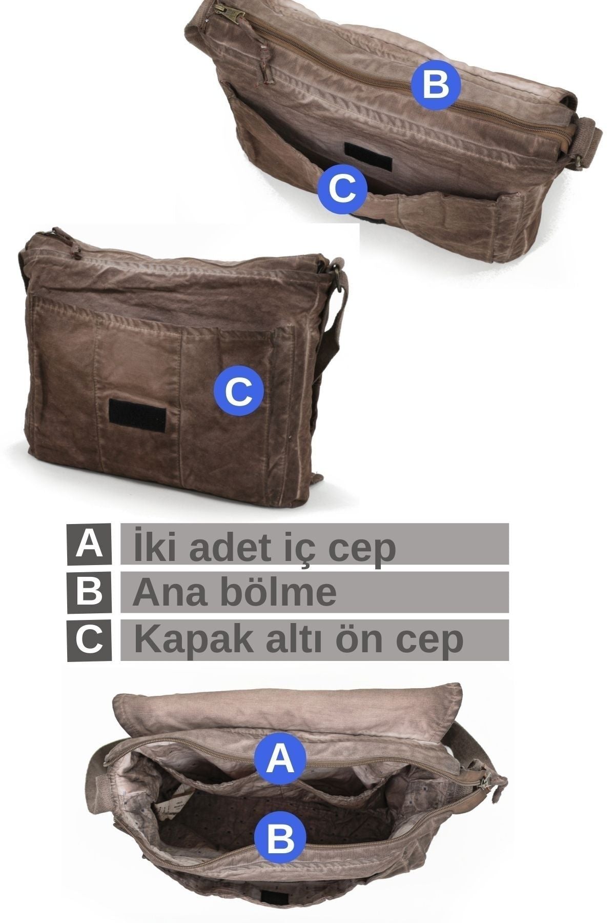 حقيبة كتف عملية old cotton cargo لون بني