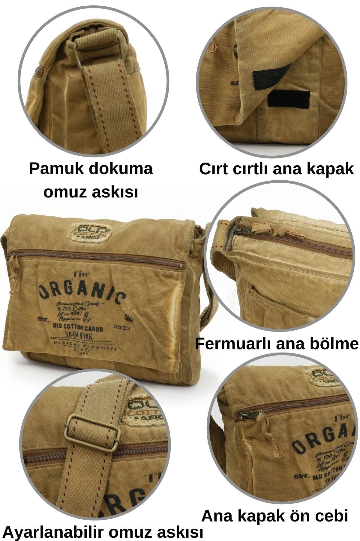 حقيبة كتف عملية old cotton cargo لون بني