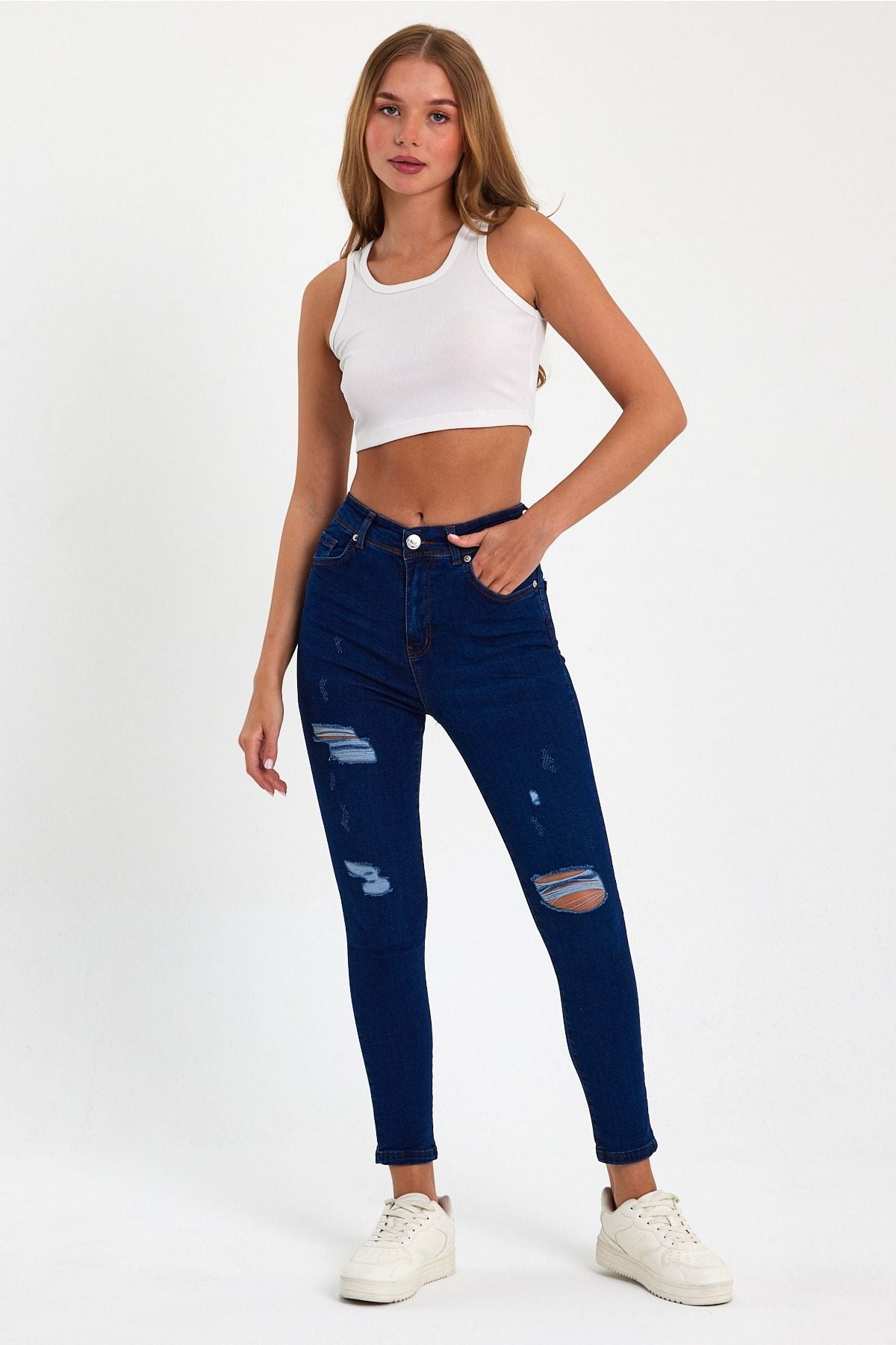 جينز geenz manifacture لون أزرق غامق