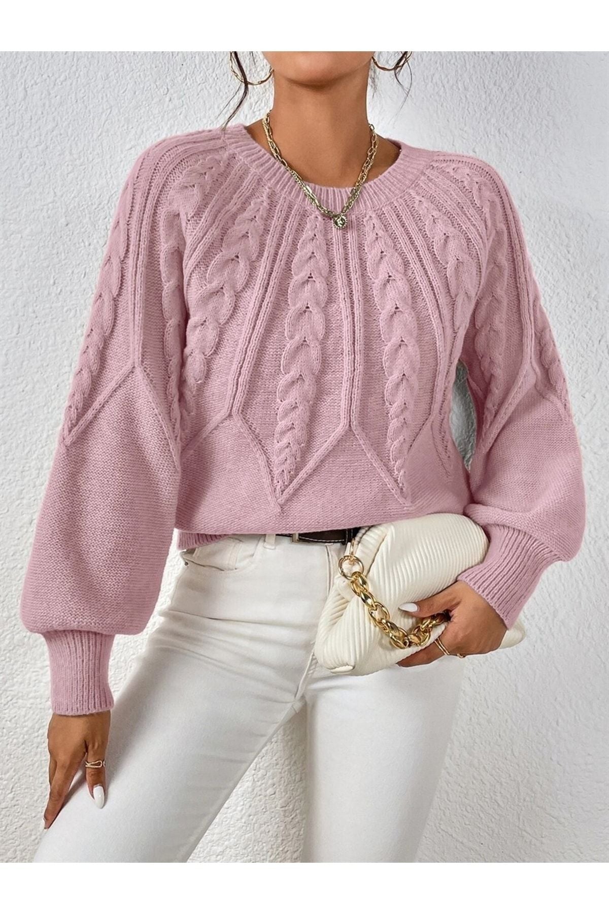 كنزة AQE FASHION لون زهري
