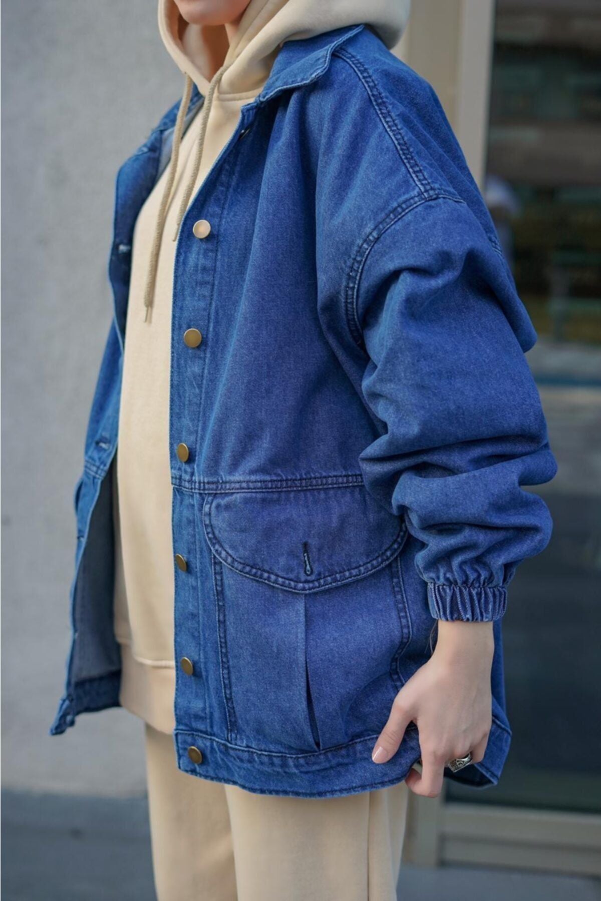 جاكيت للمحجبات lurex moda لون أزرق
