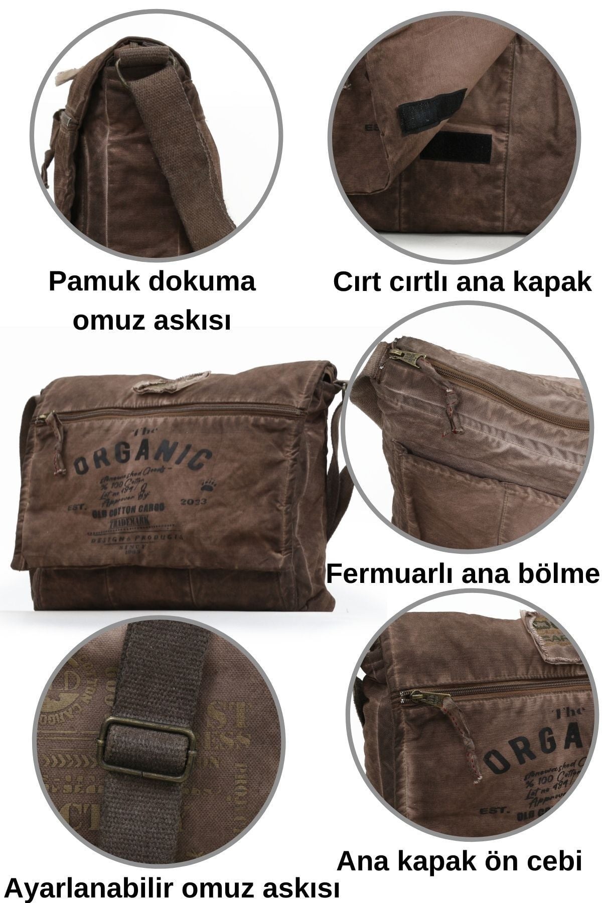 حقيبة كتف عملية old cotton cargo لون بني