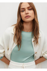 Polo Yaka T-shirt MANGO لون أخضر