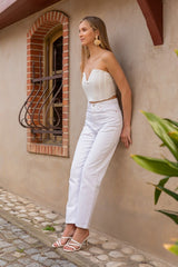 جينز MAKRAS EXCLUSIVE لون أبيض