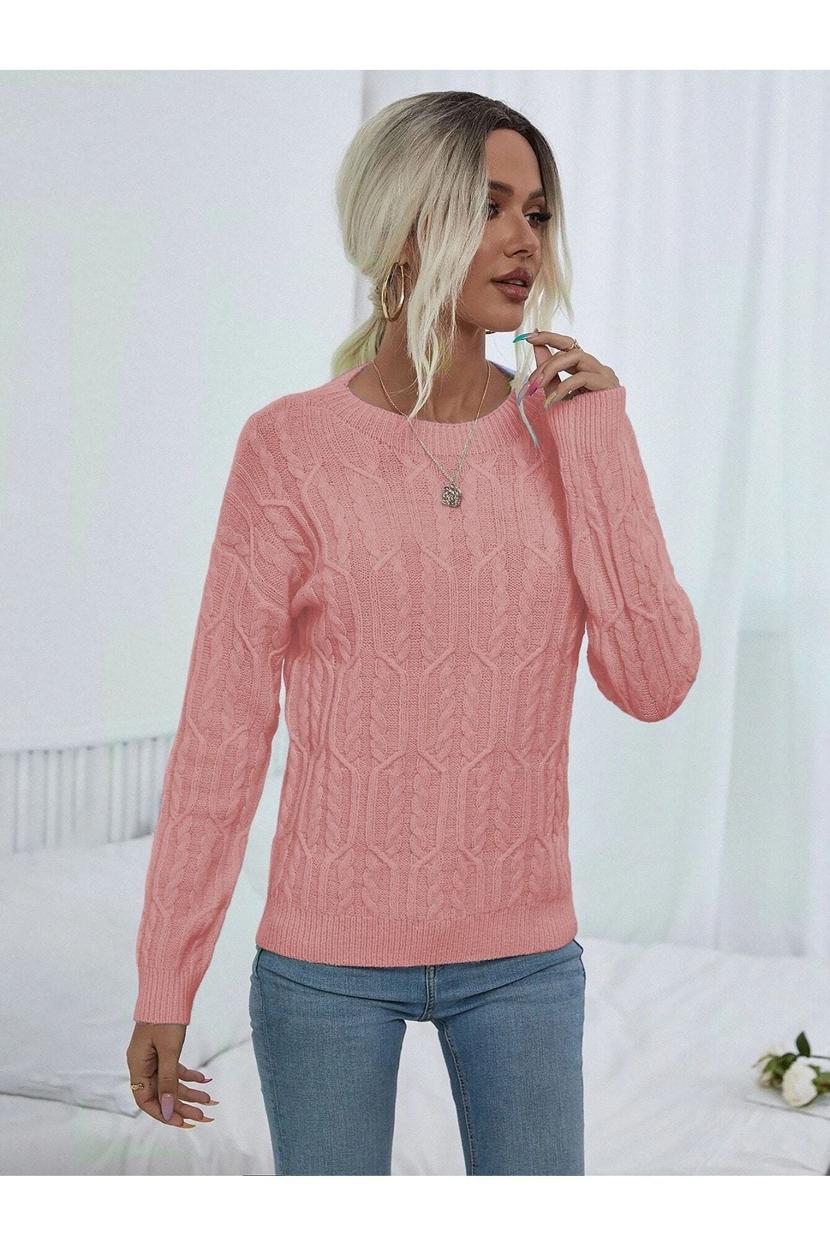 كنزة AQE FASHION لون زهري