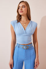 بلوزة Happiness İstanbul لون أزرق