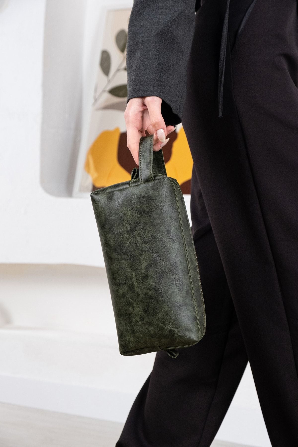 حقيبة يد dk leather لون أخضر