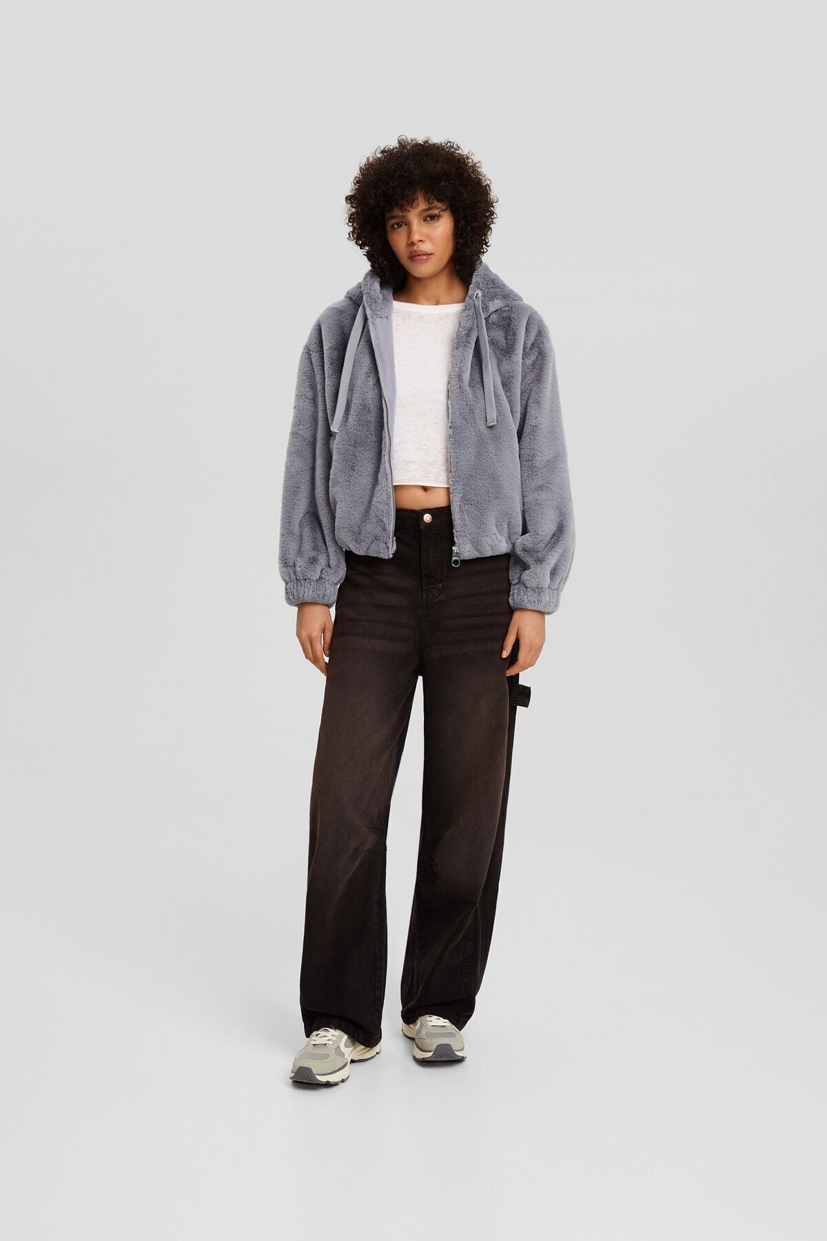 جاكيت Bershka لون رمادي