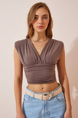 بلوزة Happiness İstanbul لون بني