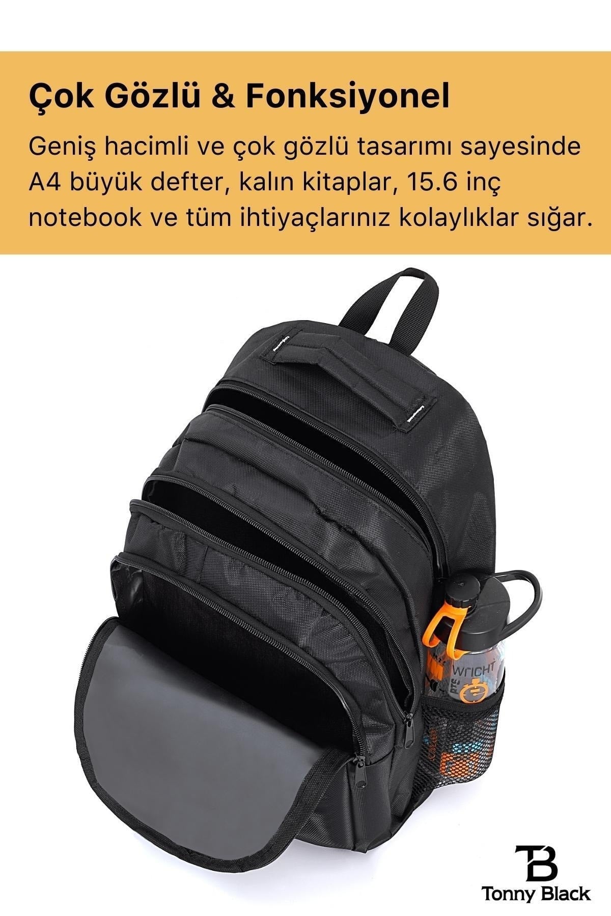 حقيبة المدرسة Tonny Black لون أسود