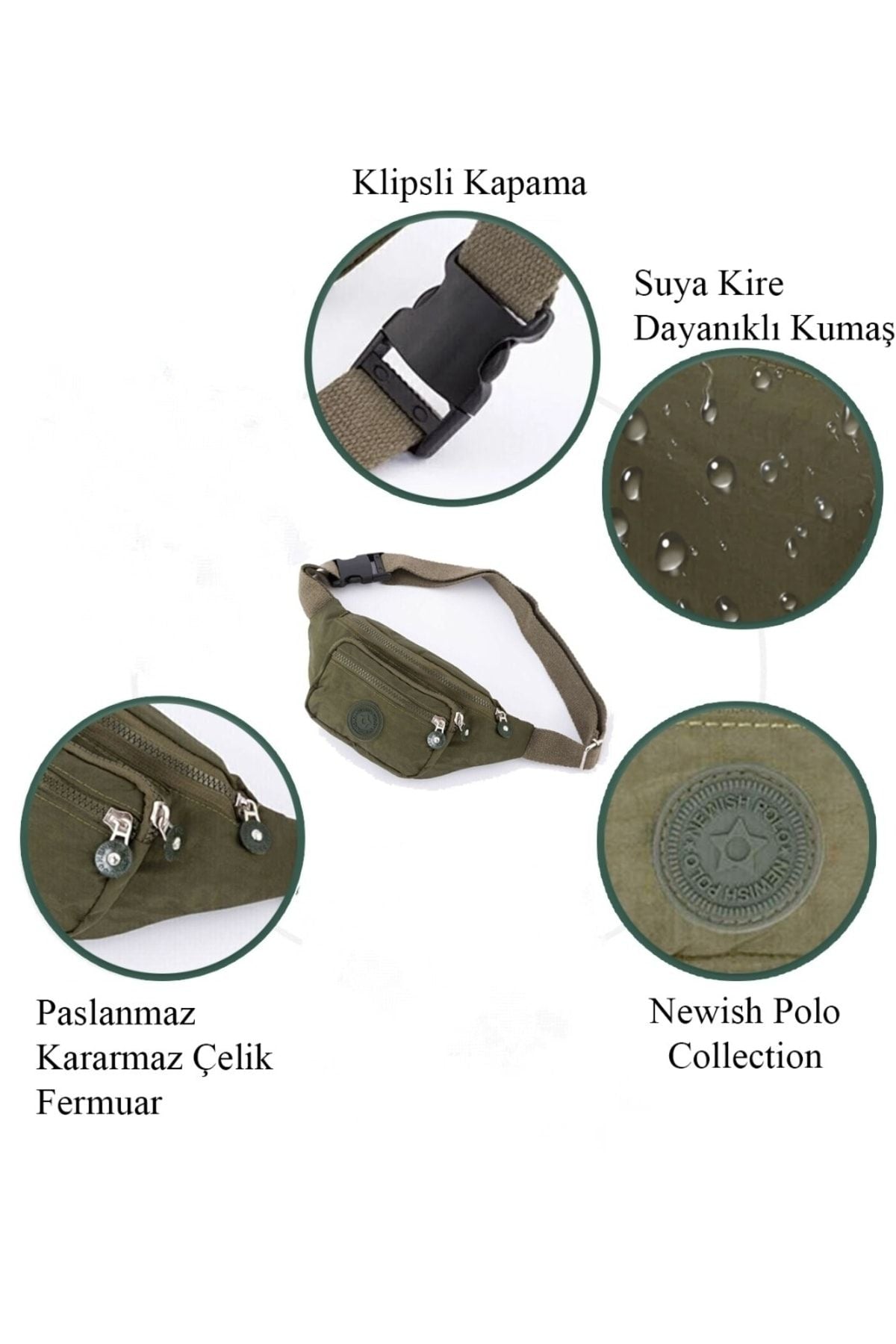 حقيبة خصر Newish Polo لون كاكي