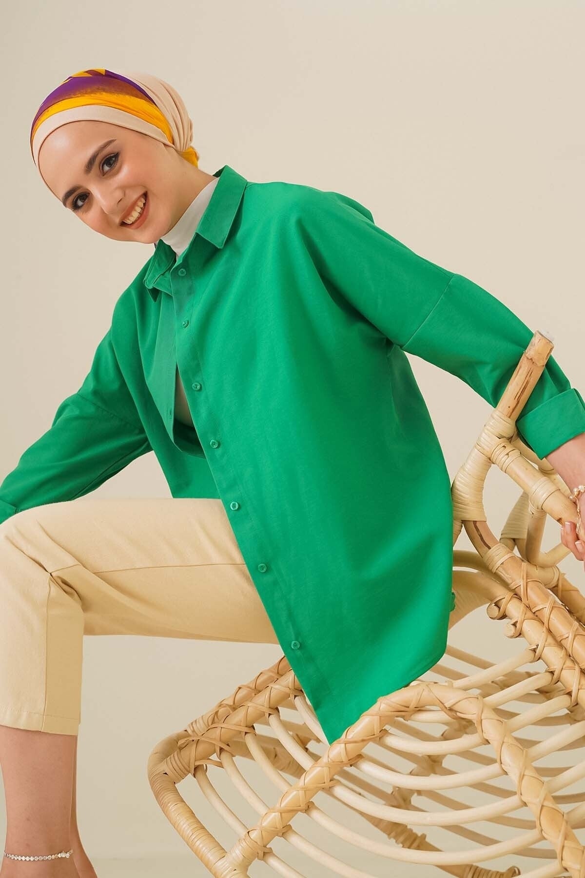 قميص asilmoda لون أخضر