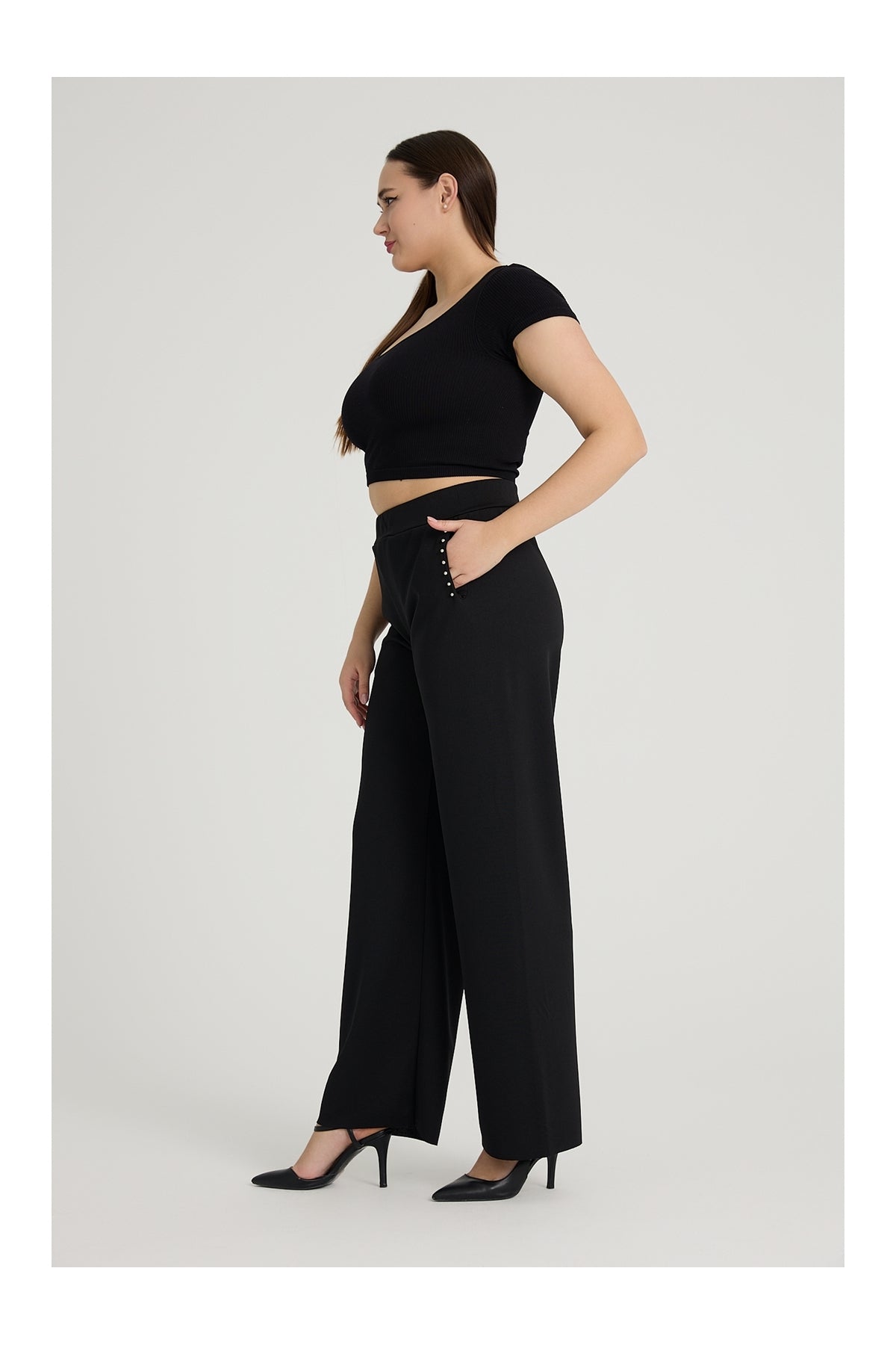 بنطال مقاس كبير Gül Moda لون أسود