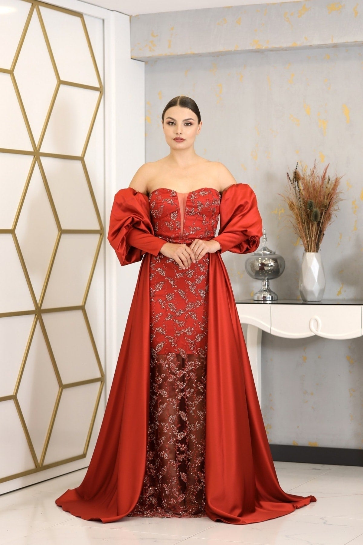 فستان سهرة Genel Markalar لون أحمر