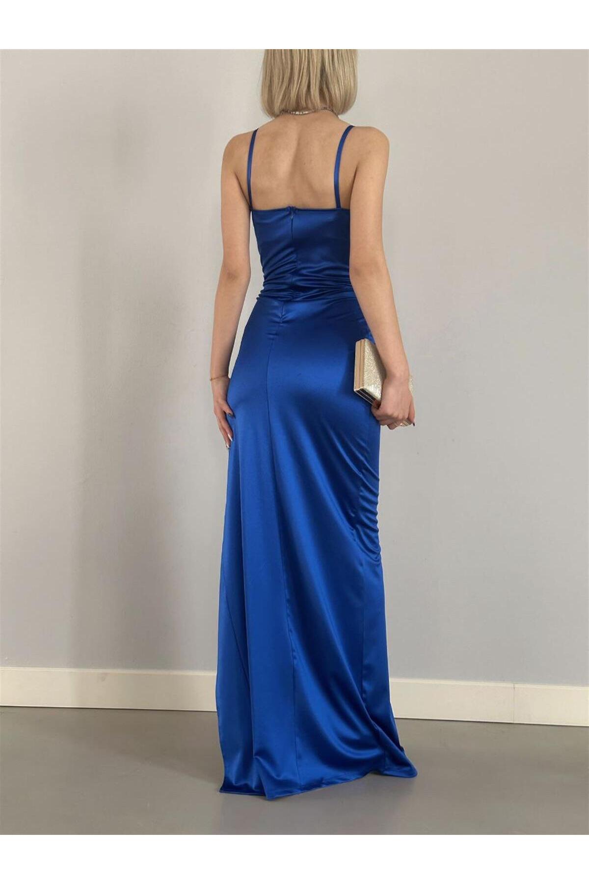 فستان سهرة mafdress لون أزرق غامق