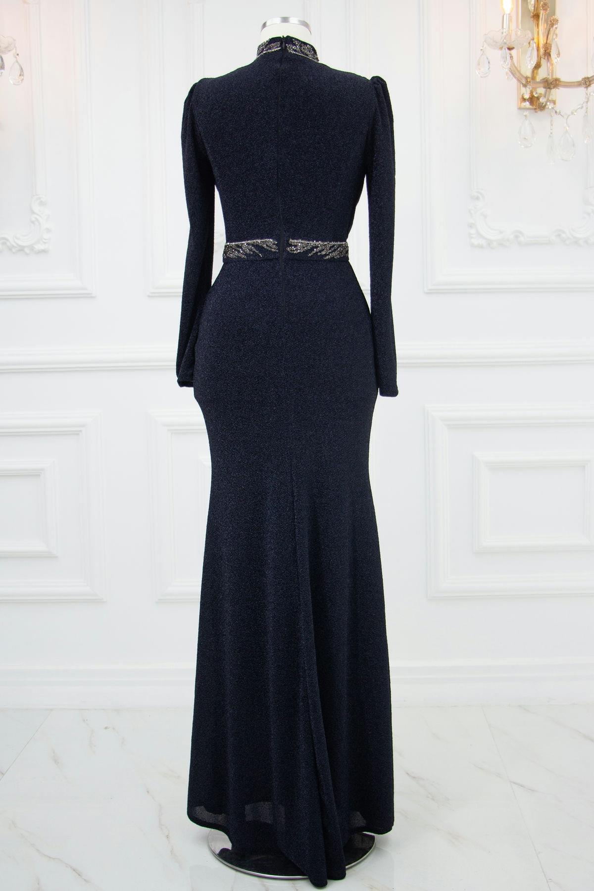 فستان سهرة Amine Hüma لون أزرق غامق